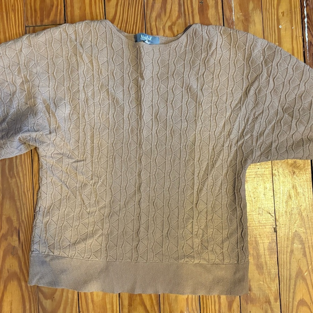 Marled Refined Clothing Beige Textured Knit‎ Sweater Womens Medium Cozy